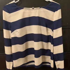 COPE Navy blue and Cream striped open back blouse